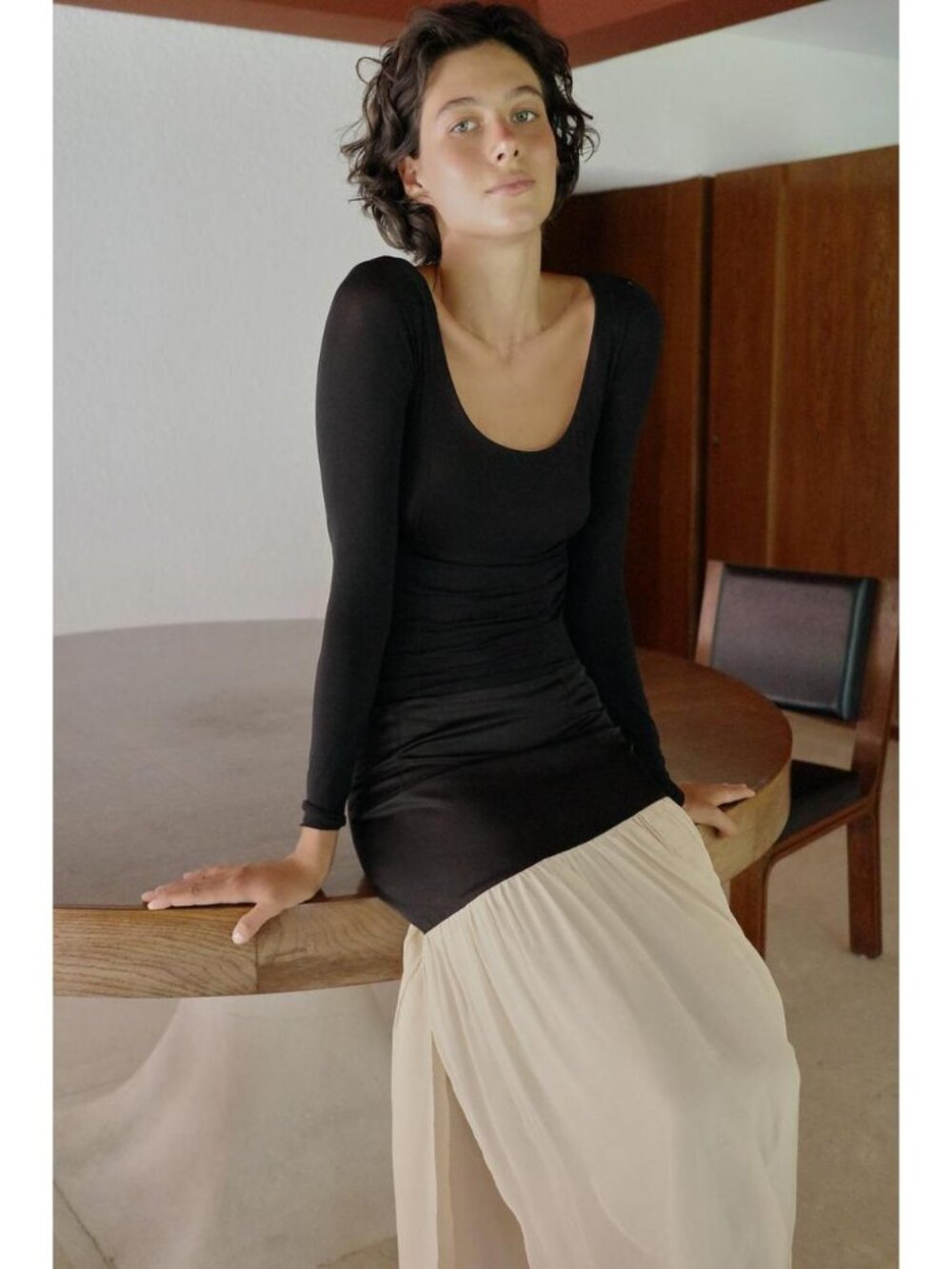 ZARA CONTRAST DRAPED MIDI SKIRT  4786/702/093